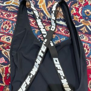 Off white logo band swimsuit size 42 which is equivalent to a medium